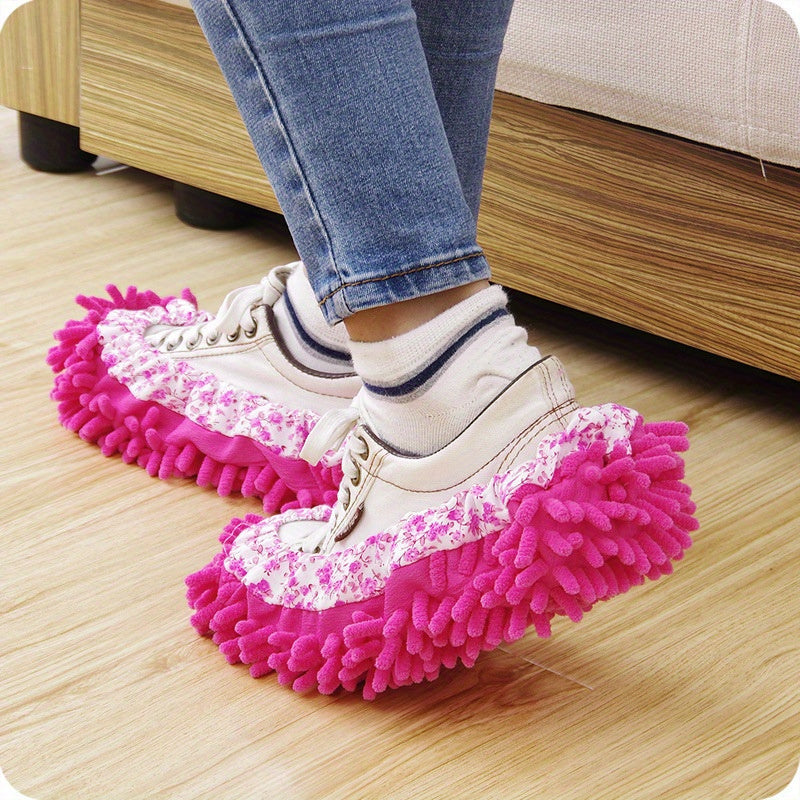 Lazy Mop Slippers Reusable Detachable Washable Chenille Dust Mop Shoes Cover for Floor Cleaning No Electricity Household Cleaning Tool for Living Room Bedroom Halloween Christmas Gifts