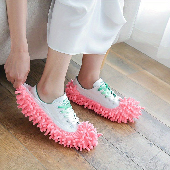 Lazy Mop Slippers Reusable Detachable Washable Chenille Dust Mop Shoes Cover for Floor Cleaning No Electricity Household Cleaning Tool for Living Room Bedroom Halloween Christmas Gifts