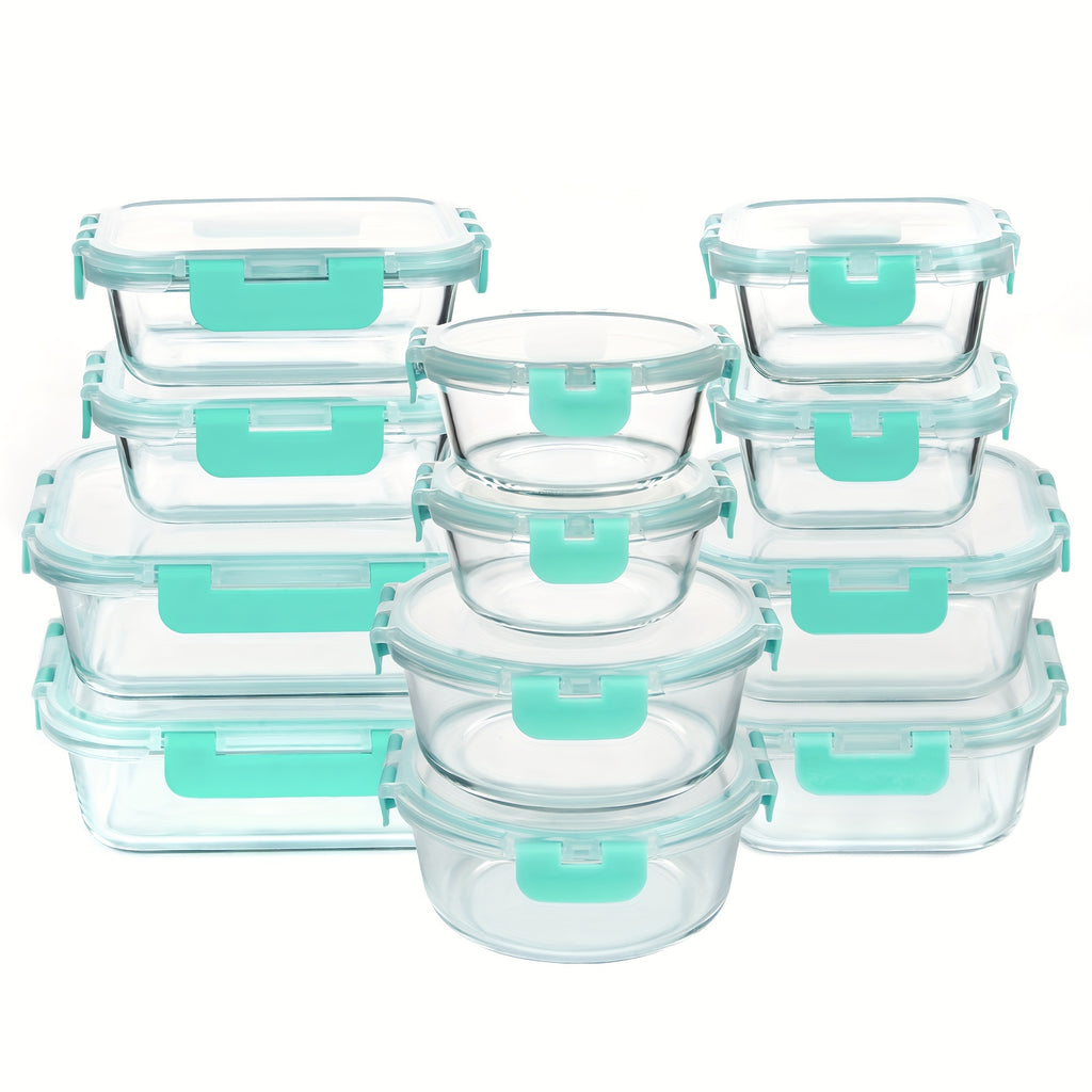 24pcs (12 Lids+12 Glass Bowl) Borosilicate Glass Food Storage Containers with Airtight Lids, Ideal for Meal Prep, Lunches - Microwave and Dishwasher Safe