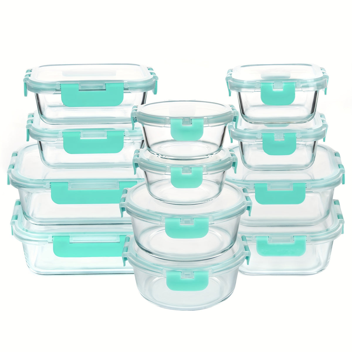 24pcs (12 Lids+12 Glass Bowl) Borosilicate Glass Food Storage Containers with Airtight Lids, Ideal for Meal Prep, Lunches - Microwave and Dishwasher Safe