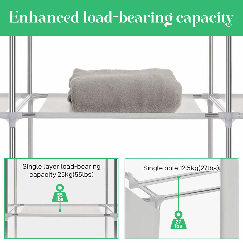 Portable Closet Storage Organizer Clothes Wardrobe Shoe Clothing Rack Shelf Dustproof Non-woven Fabric, Portable Closets