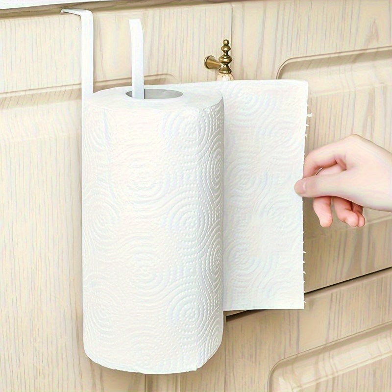 1/2pcs Modern Kitchen Tissue Rack, Perforated Wall Hanging Roll Rack, Multi-function Storage Organization, Kitchen Cabinet Hanging Roll Paper Rack Rag Oil-absorbing Paper Plastic Wrap Hanger Kitchen Storage Rack
