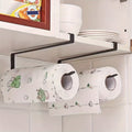 Black Kitchen Paper Towel Holder Rack, Hanging Roll Organizer for Cabinet or Wall Storage with 1 or 2 Piece Options for Paper Rolls and Dishcloths