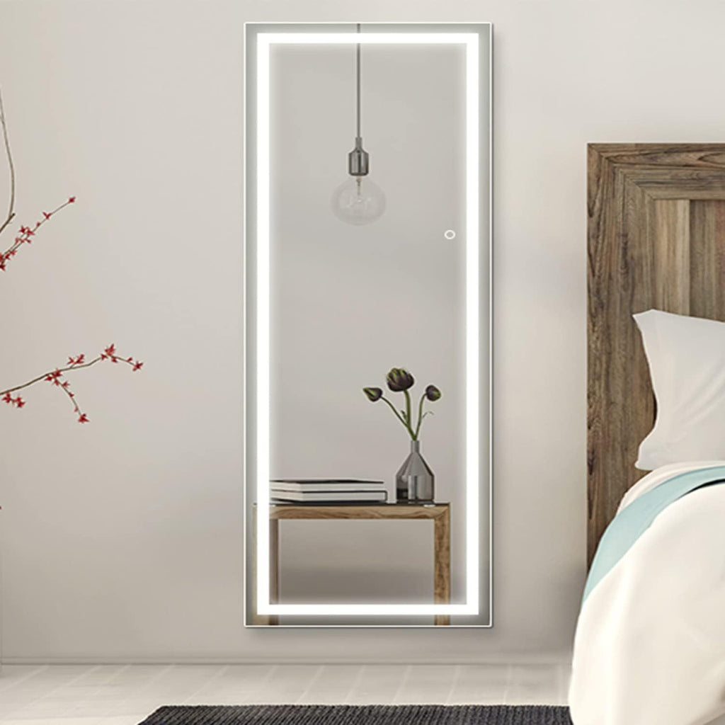 Full Length Mirror with Lights, LED Full Length Mirror, Lighted Full Body Length Light Up Mirror Touch, Free Standing Mirror, Wall Mounted/ Leaning Mirror