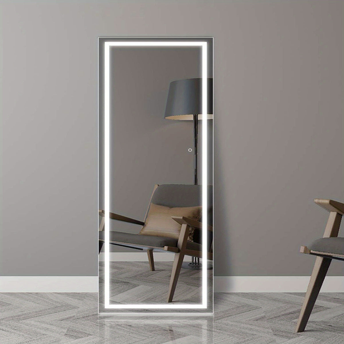 Full Length Mirror with Lights, LED Full Length Mirror, Lighted Full Body Length Light Up Mirror Touch, Free Standing Mirror, Wall Mounted/ Leaning Mirror