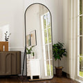 Full Length Floor Mirror with Aluminum Alloy Frame, 59 x 16 or 64 x 21 Inch Dressing Mirror with Arch-Black and Other Model Options for Bedroom and Living Room