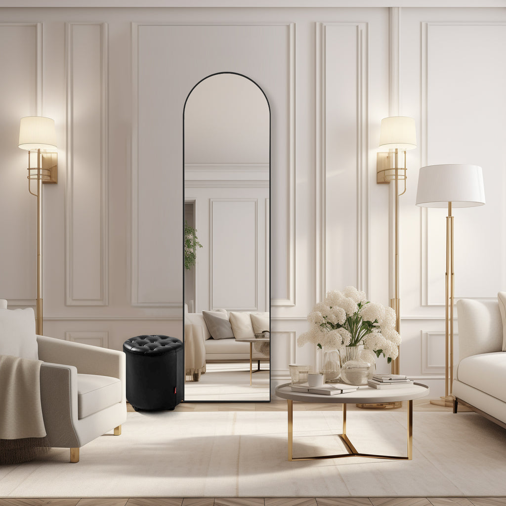 Full Length Floor Mount Mirror-Aluminum Alloy Frame-Arch Mirror Full Length HD-Full Body Mirror-for Bedroom or Living Room