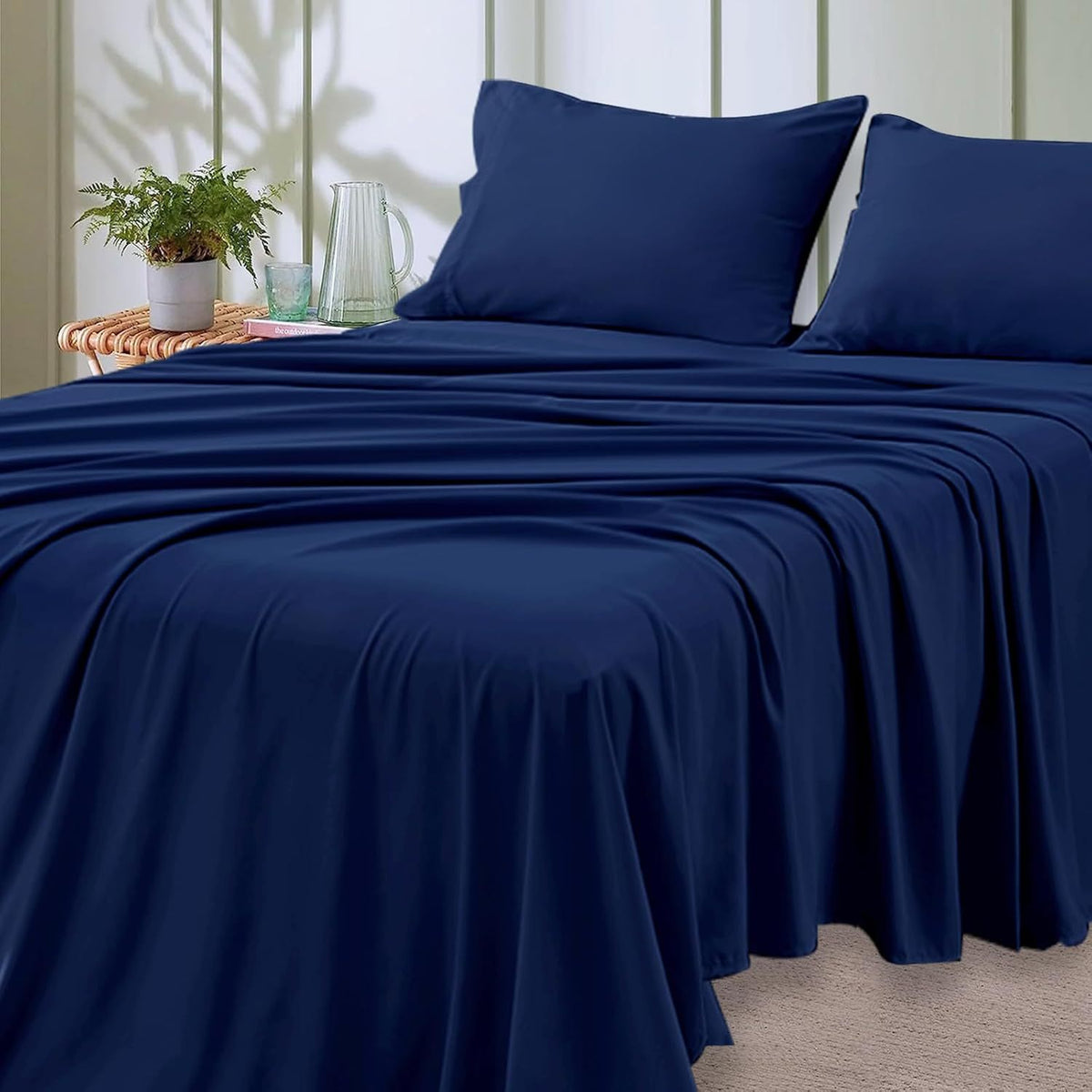 4pcs Queen Size Luxury Hotel-Grade Bed Sheet Set - 2000TC Ultra Soft & Breathable Microfiber with 14" Deep Pocket, Shrinkage & Fade Resistant, Lavender Elegant Deep Pocket Fitted Sheet, Flat Sheet & 2 Pillowcases for Mattresses, All-Season Easy Care Beddi