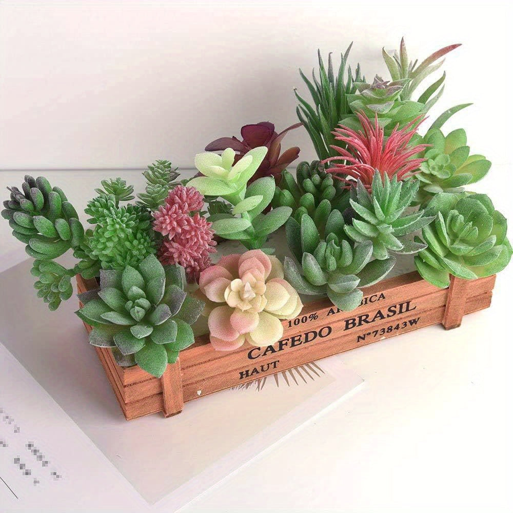 20pcs Random Style: Pattern/Color Artificial Succulents Unpotted Echeveria Picks Succulent Plants Mixed Bulk Assorted Faux Succulent Large Green Stems for Home Indoor Garden Decoration