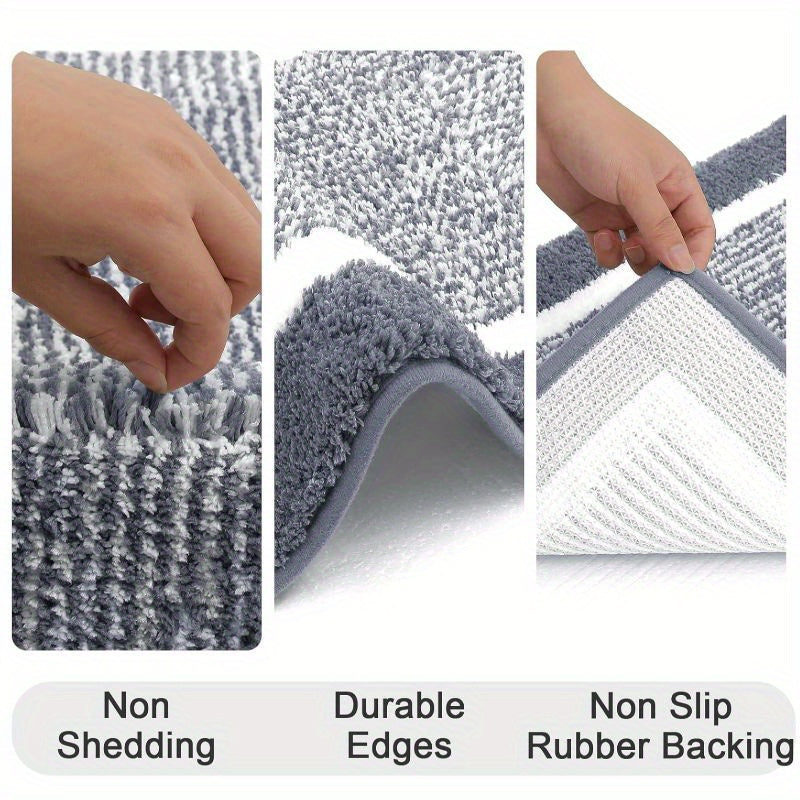 Bathroom Rug Set 3pcs Non-Slip Absorbent Bath Mats for Bathroom Sets Washable Microfiber Bathroom Rugs And Mats Shaggy Bath Rugs And U-Shaped Toilet Mat for Bath Floor