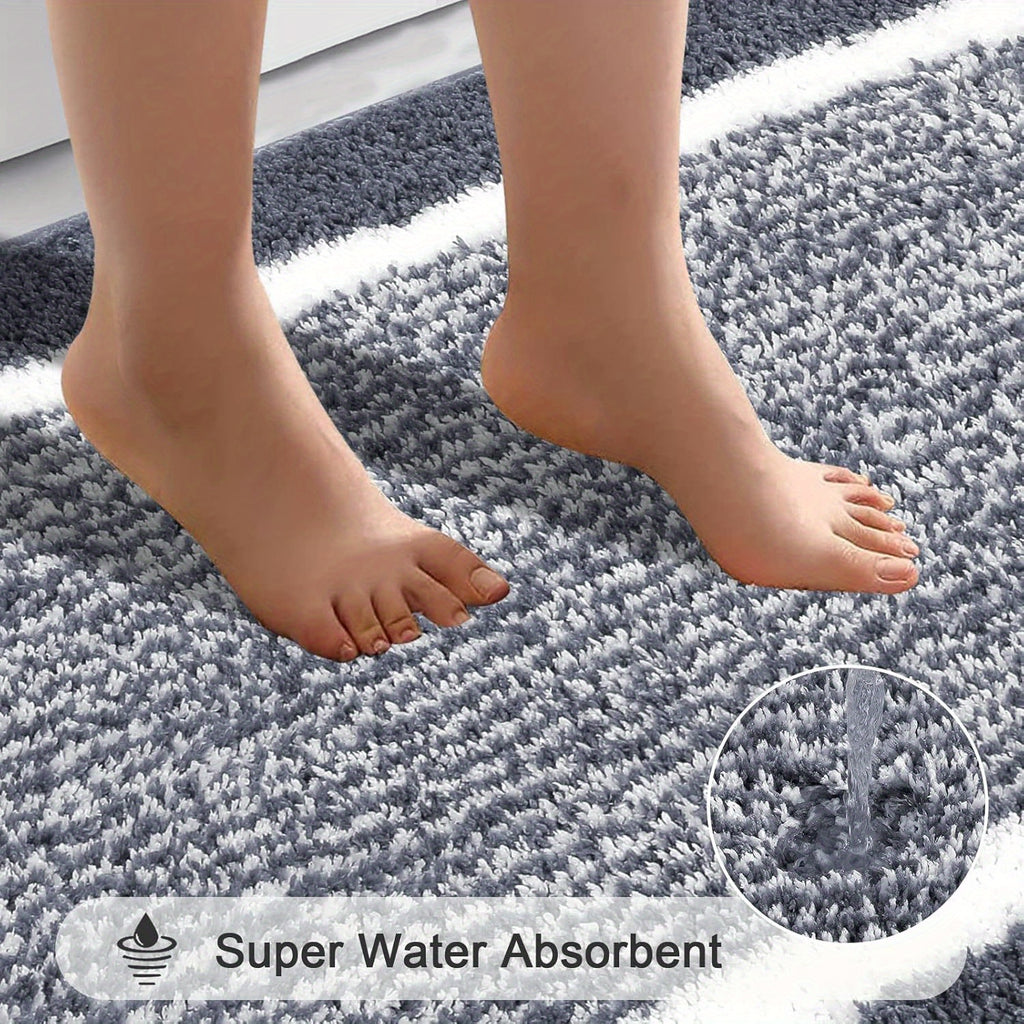 Bathroom Rug Set 3pcs Non-Slip Absorbent Bath Mats for Bathroom Sets Washable Microfiber Bathroom Rugs And Mats Shaggy Bath Rugs And U-Shaped Toilet Mat for Bath Floor