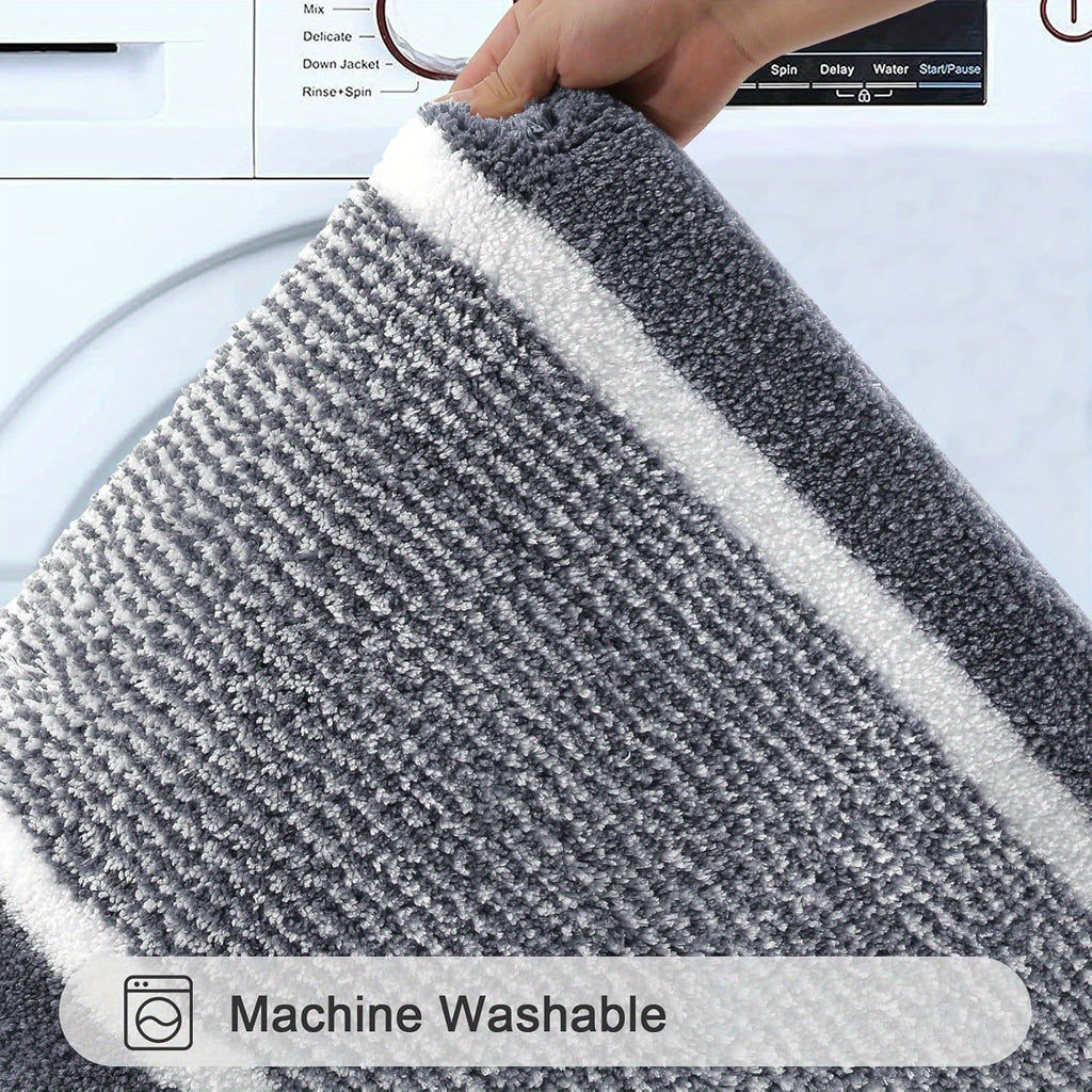 Bathroom Rug Set 3pcs Non-Slip Absorbent Bath Mats for Bathroom Sets Washable Microfiber Bathroom Rugs And Mats Shaggy Bath Rugs And U-Shaped Toilet Mat for Bath Floor