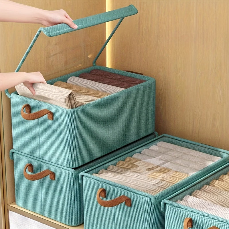Foldable Fabric Clothes Storage Box, Multi-Purpose Closet Storage Box with Transparent Windows, Breathable Non-Woven Material – Perfect for Pants And Underwear, Covered, Tiered, Home Storage And Organization, Underbed Storage, Under-Bed Storage