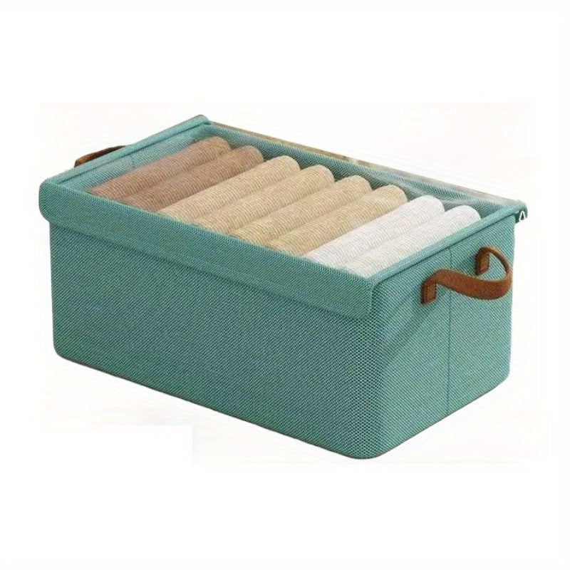 Foldable Fabric Clothes Storage Box, Multi-Purpose Closet Storage Box with Transparent Windows, Breathable Non-Woven Material – Perfect for Pants And Underwear, Covered, Tiered, Home Storage And Organization, Underbed Storage, Under-Bed Storage