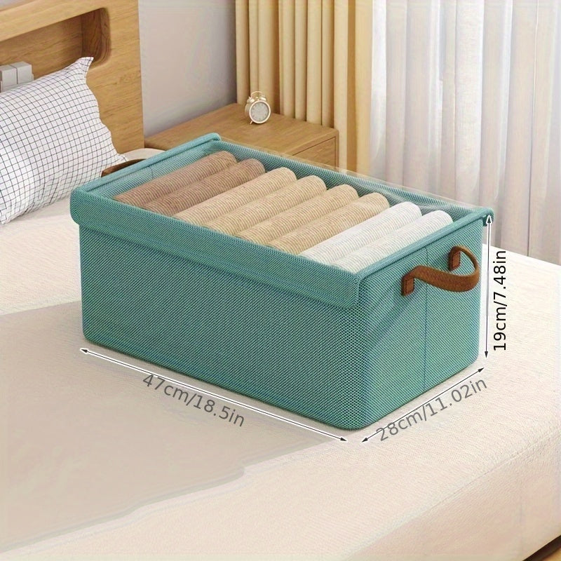 Foldable Fabric Clothes Storage Box, Multi-Purpose Closet Storage Box with Transparent Windows, Breathable Non-Woven Material – Perfect for Pants And Underwear, Covered, Tiered, Home Storage And Organization, Underbed Storage, Under-Bed Storage