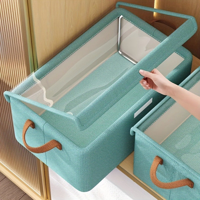 Foldable Fabric Clothes Storage Box, Multi-Purpose Closet Storage Box with Transparent Windows, Breathable Non-Woven Material – Perfect for Pants And Underwear, Covered, Tiered, Home Storage And Organization, Underbed Storage, Under-Bed Storage