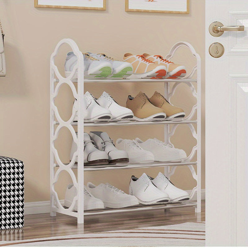 4-Tier Shoe Rack Organizer for Closet Stainless Steel, Shoe Shelf for Front Door Entrance And Entryway, Floor Shoe Rack Cabinet Easy to Install And Space Saving, Free-Standing Shoe Storage