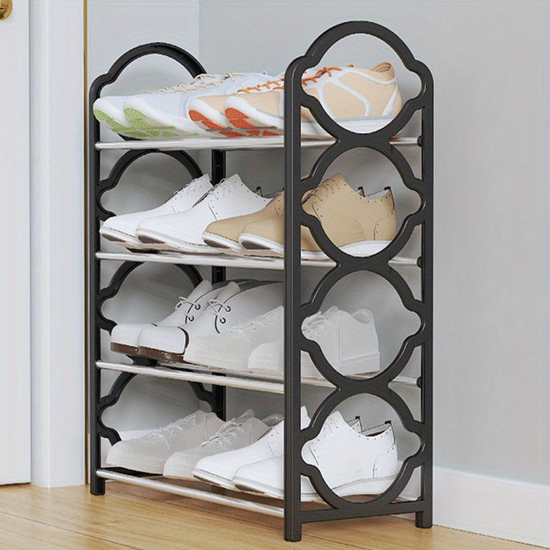 4-Tier Shoe Rack Organizer for Closet Stainless Steel, Shoe Shelf for Front Door Entrance And Entryway, Floor Shoe Rack Cabinet Easy to Install And Space Saving, Free-Standing Shoe Storage