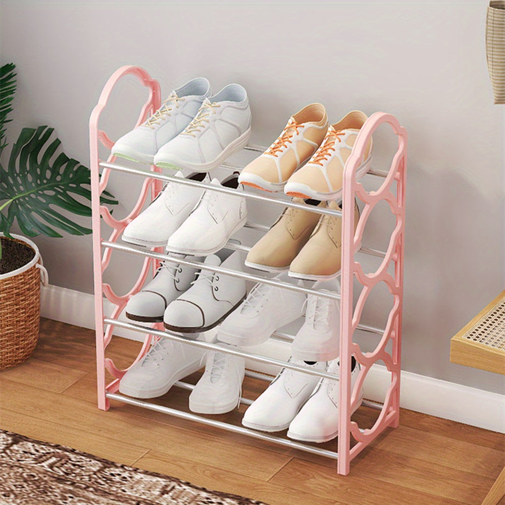 4-Tier Shoe Rack Organizer for Closet Stainless Steel, Shoe Shelf for Front Door Entrance And Entryway, Floor Shoe Rack Cabinet Easy to Install And Space Saving, Free-Standing Shoe Storage