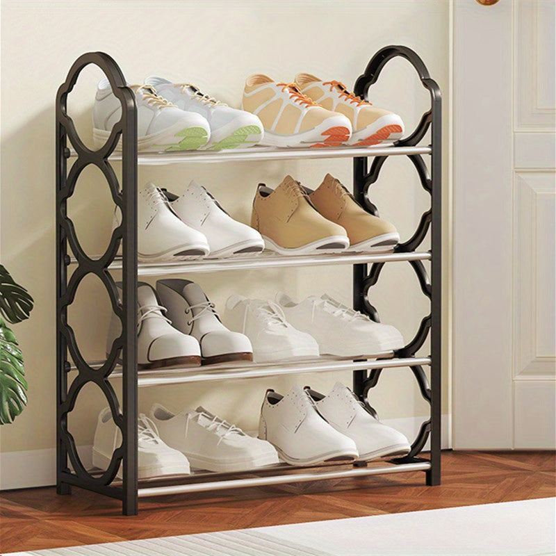 4-Tier Shoe Rack Organizer for Closet Stainless Steel, Shoe Shelf for Front Door Entrance And Entryway, Floor Shoe Rack Cabinet Easy to Install And Space Saving, Free-Standing Shoe Storage