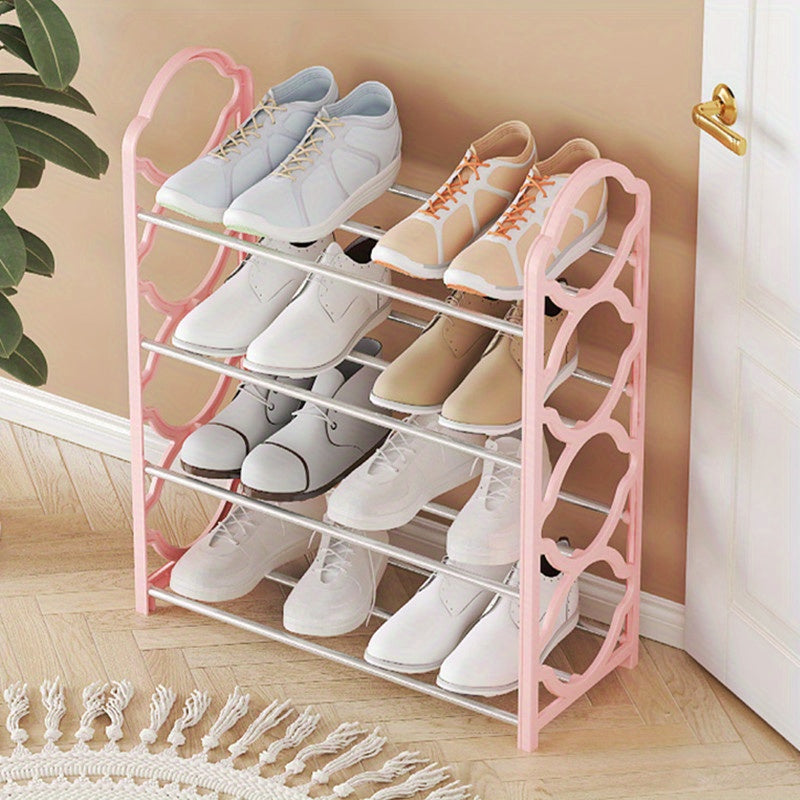 4-Tier Shoe Rack Organizer for Closet Stainless Steel, Shoe Shelf for Front Door Entrance And Entryway, Floor Shoe Rack Cabinet Easy to Install And Space Saving, Free-Standing Shoe Storage