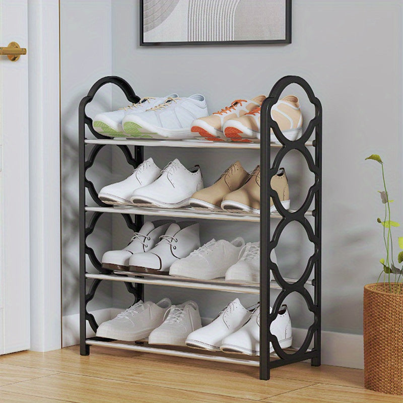 4-Tier Shoe Rack Organizer for Closet Stainless Steel, Shoe Shelf for Front Door Entrance And Entryway, Floor Shoe Rack Cabinet Easy to Install And Space Saving, Free-Standing Shoe Storage
