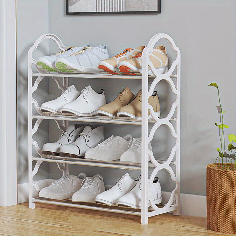 4-Tier Shoe Rack Organizer for Closet Stainless Steel, Shoe Shelf for Front Door Entrance And Entryway, Floor Shoe Rack Cabinet Easy to Install And Space Saving, Free-Standing Shoe Storage
