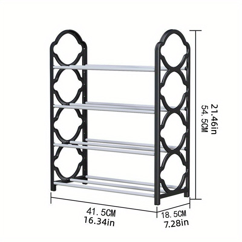 4-Tier Shoe Rack Organizer for Closet Stainless Steel, Shoe Shelf for Front Door Entrance And Entryway, Floor Shoe Rack Cabinet Easy to Install And Space Saving, Free-Standing Shoe Storage