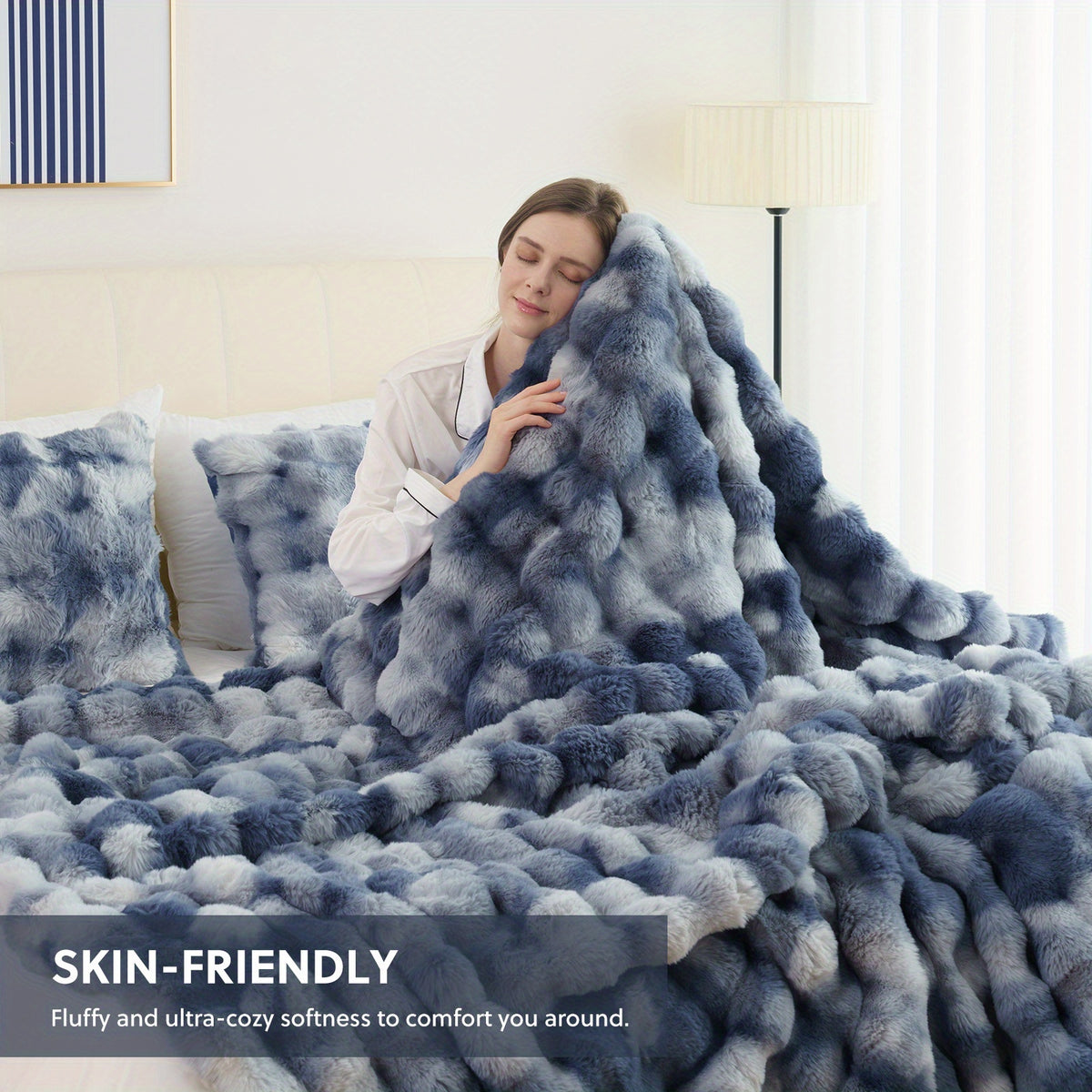 1pc Orhopui Faux Rabbit Fleece Blanket, Soft Warm Throw Blanket, For Bedroom Guest Room Living Room Student Dormitory Car Sofa Travel, Multifunctional Blanket, For All Season, Random Colors Are Available As An Option.