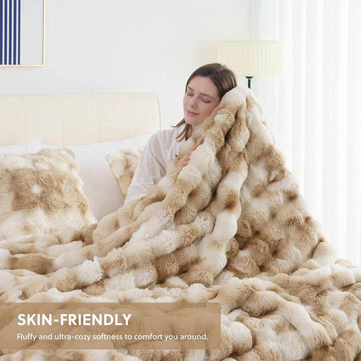 1pc Orhopui Faux Rabbit Fleece Blanket, Soft Warm Throw Blanket, For Bedroom Guest Room Living Room Student Dormitory Car Sofa Travel, Multifunctional Blanket, For All Season, Random Colors Are Available As An Option.