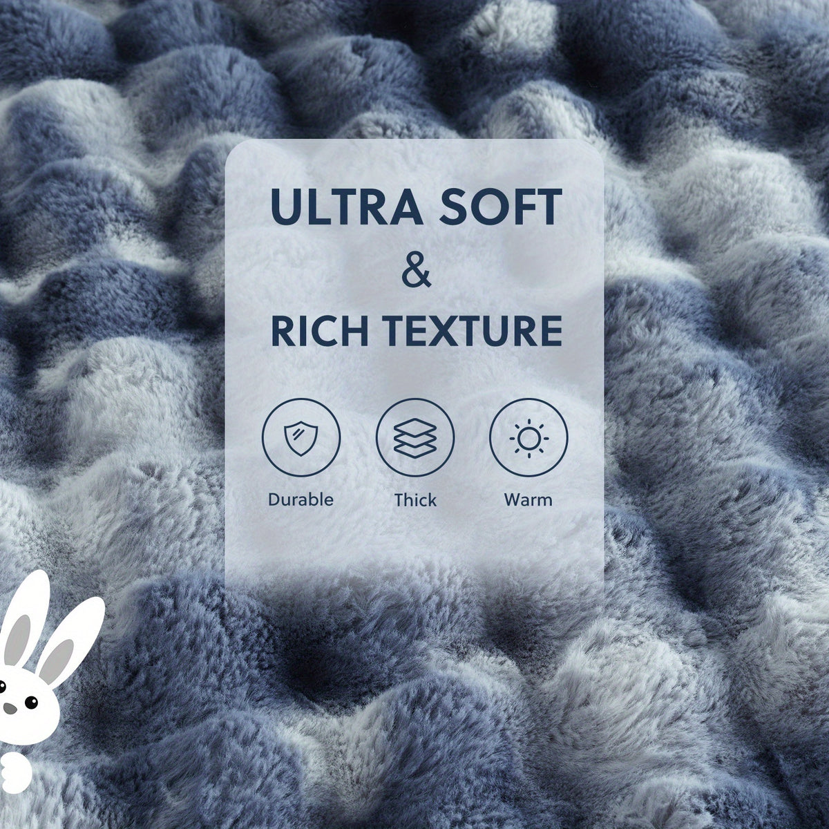 Faux Rabbit Fleece Blanket with Plush Inner Layer, Soft Textured Throw in Twin, Queen and King Sizes for Sofa, Bedroom and Cozy Travel