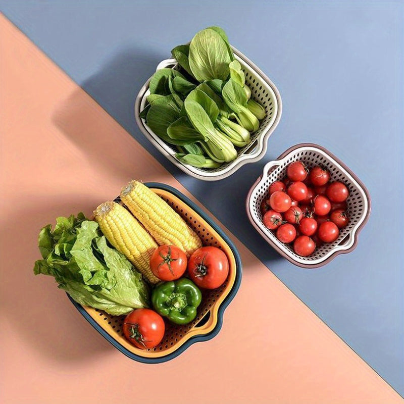 6-Pack, Filter Screen, Double-Layer Drainage Basket, Plastic Filter Screen Basket, Reusable Vegetable Washing Basket, Kitchen Household Filter Screen, Fruit And Vegetable Washing Basket, Kitchen Supplies, Kitchen Gadgets And Kitchen Additions
