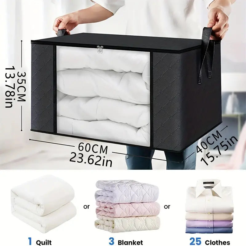 4 Pack 23.78gal Large Capacity Storage Bags Closet Organizers and Storage Clothes Foldable Storage Bins with Reinforced Handles Storage Containers for Clothing Blanket Comforters Bedding, Under-Bed Storage