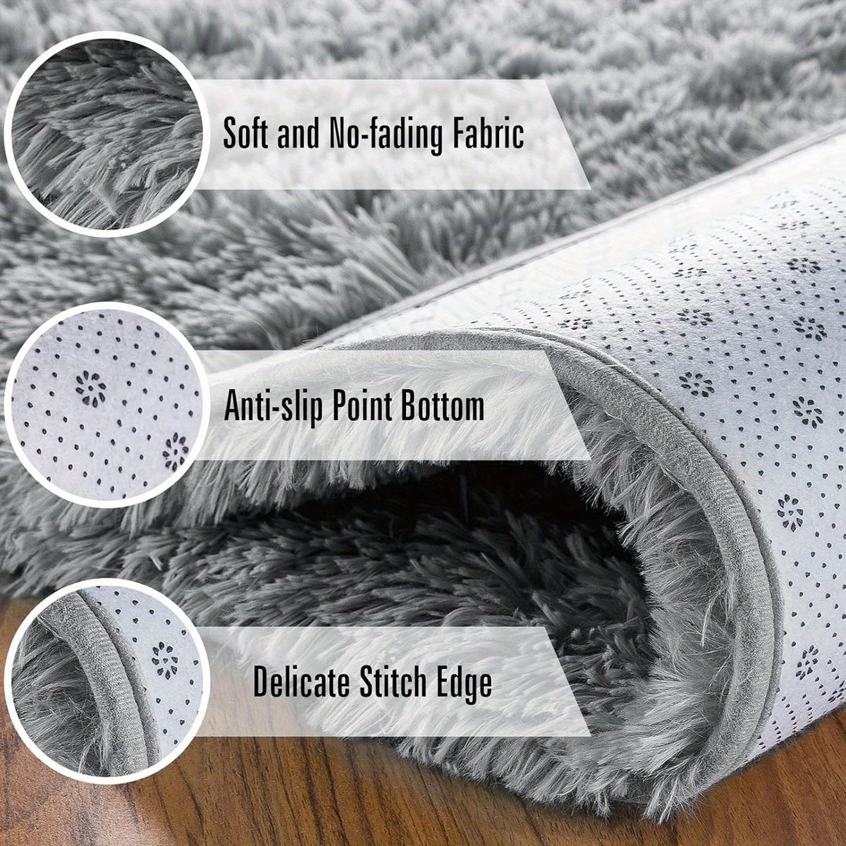 Shaggy Plush Area Rug, Soft Fluffy Rectangular Machine Washable Carpet with Non-Slip Design in Solid and Tie-Dye Colors for Living Room and Bedroom Decor