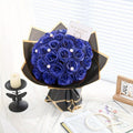 Sparkling Artificial Rose Bouquet, 24 or 36 Piece Shiny Faux Flowers in Blue Purple Red Pink or Black for Weddings Anniversaries and Romantic Home Decor