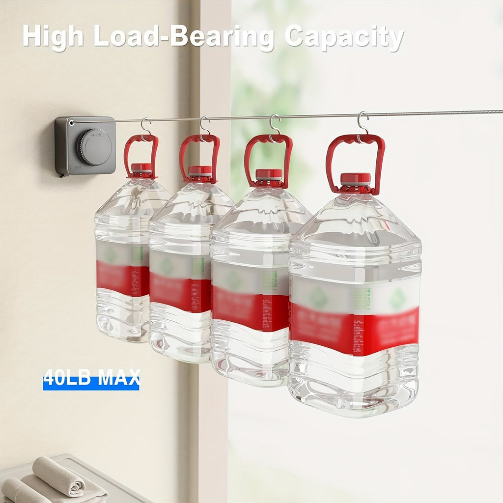 1/2pcs Retractable Clothesline Indoor Non-Sagging Outdoor Clothes Line Retracting Heavy Duty Clothes Drying Laundry Line Wall Mounted Stainless Steel Line-15.1 Feets(Square-Gray), Clotheslines