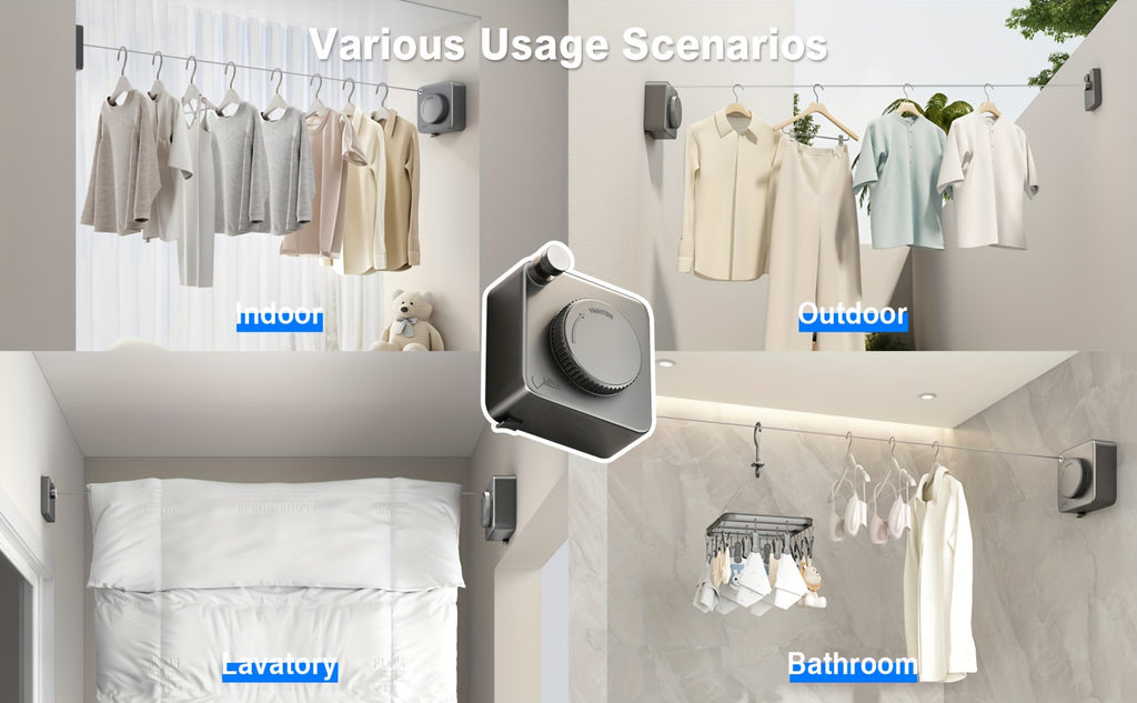 1/2pcs Retractable Clothesline Indoor Non-Sagging Outdoor Clothes Line Retracting Heavy Duty Clothes Drying Laundry Line Wall Mounted Stainless Steel Line-15.1 Feets(Square-Gray), Clotheslines