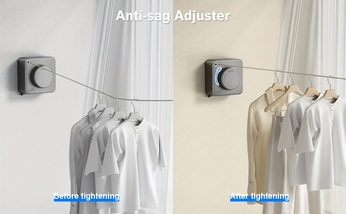 1/2pcs Retractable Clothesline Indoor Non-Sagging Outdoor Clothes Line Retracting Heavy Duty Clothes Drying Laundry Line Wall Mounted Stainless Steel Line-15.1 Feets(Square-Gray), Clotheslines