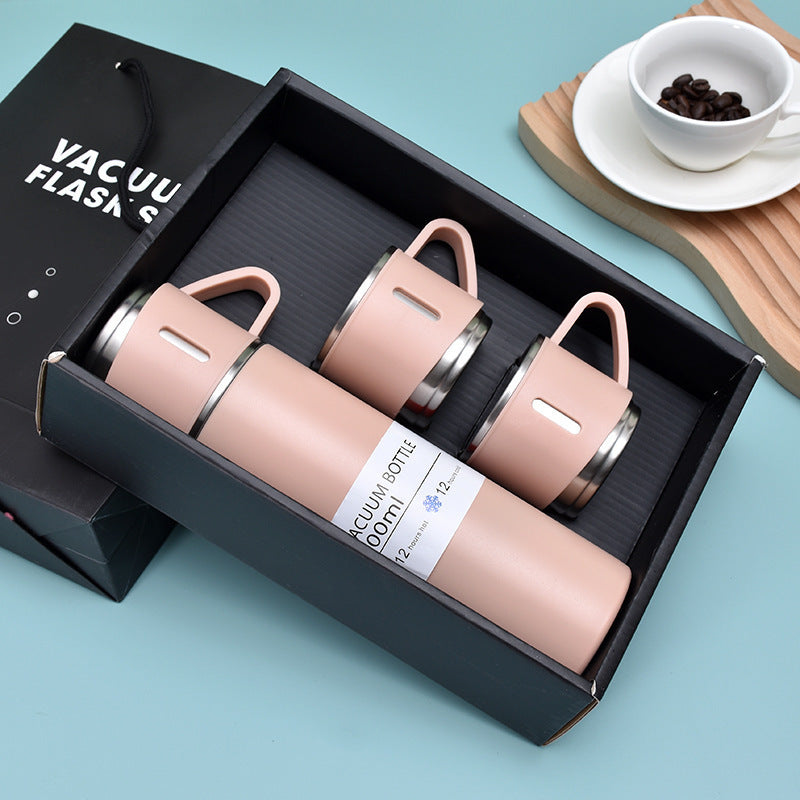 16.9 Oz/ 500Ml Insulated Stainless Steel Vacuum Bottle Set - Keeps Drinks Hot Or Cold for Hours, Perfect for Commuters, Office Workers, Students, And Outdoor Enthusiasts - Durable, Leak Proof, And Easy to Clean