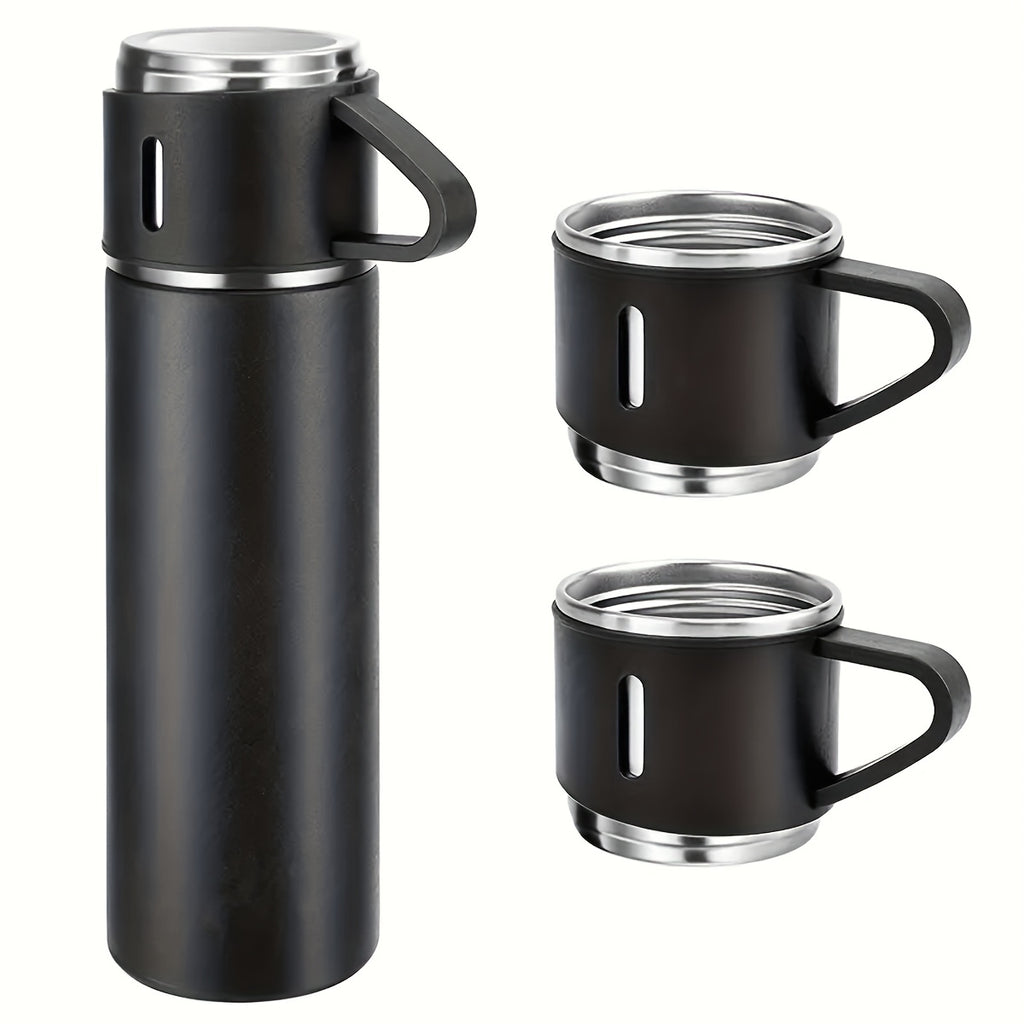16.9 Oz/ 500Ml Insulated Stainless Steel Vacuum Bottle Set - Keeps Drinks Hot Or Cold for Hours, Perfect for Commuters, Office Workers, Students, And Outdoor Enthusiasts - Durable, Leak Proof, And Easy to Clean