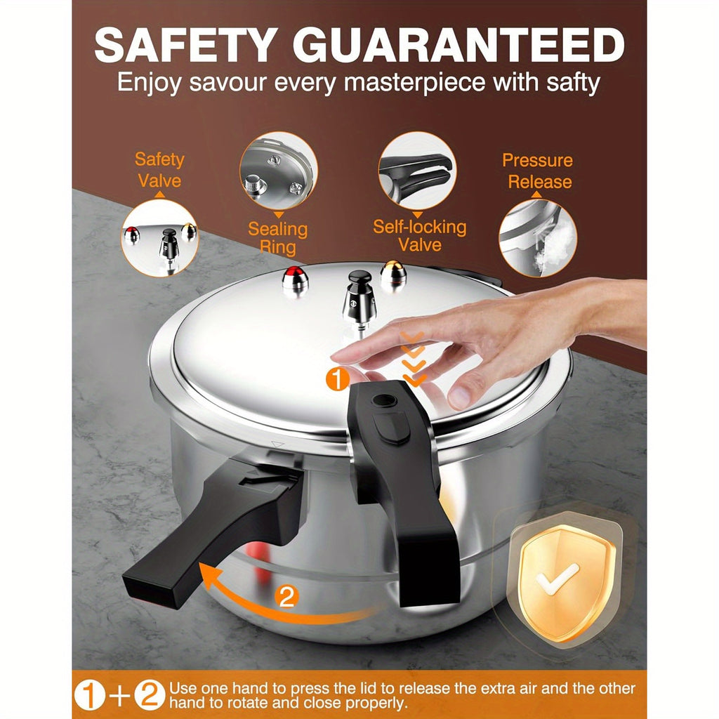 PYY 10Qt Aluminum Pressure Cooker with a Release Valve And Various Safety Features, Suitable for Use with Both Gas And Induction Cooktops, Includes a Canner Rack