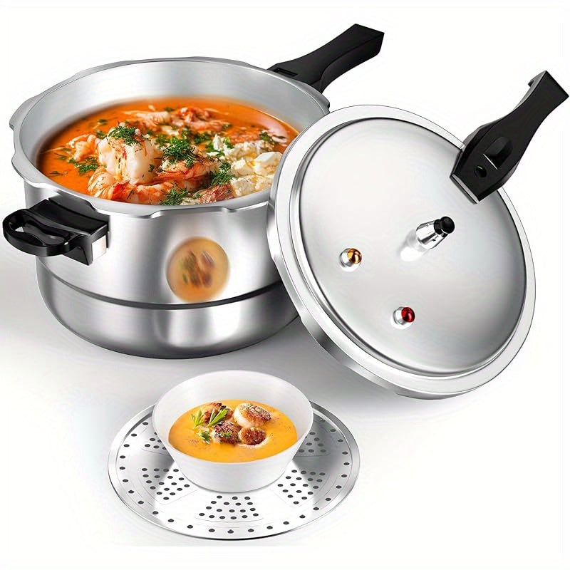 PYY 10Qt Aluminum Pressure Cooker with a Release Valve And Various Safety Features, Suitable for Use with Both Gas And Induction Cooktops, Includes a Canner Rack