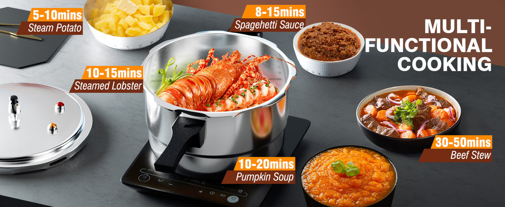 PYY 10Qt Aluminum Pressure Cooker with a Release Valve And Various Safety Features, Suitable for Use with Both Gas And Induction Cooktops, Includes a Canner Rack