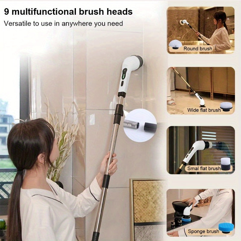 Electric Spin Scrubber Cleaning Brush Scrubber for Home Adjustable Speeds Electric Spin Scrubber Cleaning Supplies Bathroom Cleaner Spin Mop Cleaning Brush Scrubber with 3/5/7 Brush Heads Electric Cleaning Brush, For, Kitchen, Bathtub Tile Scrubber