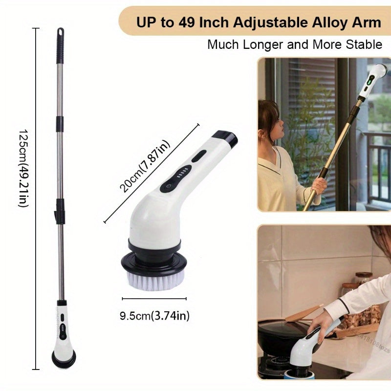Electric Spin Scrubber Cleaning Brush Scrubber for Home Adjustable Speeds Electric Spin Scrubber Cleaning Supplies Bathroom Cleaner Spin Mop Cleaning Brush Scrubber with 3/5/7 Brush Heads Electric Cleaning Brush, For, Kitchen, Bathtub Tile Scrubber