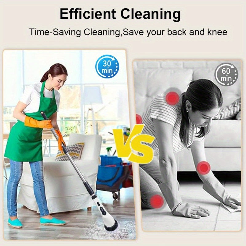 Electric Spin Scrubber Cleaning Brush Scrubber for Home Adjustable Speeds Electric Spin Scrubber Cleaning Supplies Bathroom Cleaner Spin Mop Cleaning Brush Scrubber with 3/5/7 Brush Heads Electric Cleaning Brush, For, Kitchen, Bathtub Tile Scrubber