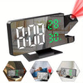 Projection Alarm Clock with Temperature and Humidity Display, Black LED Digital Clock with USB Cable and Stand for Bedrooms, Home Offices and Student Desks