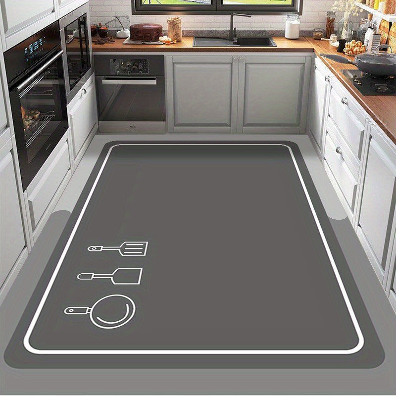 Kitchen Floor Mat Fully Covered with Anti Slip Home Diatomaceous Earth Mat Can Be Wiped Absorbent Oil Absorbing Soft Cushion, Bathroom Mat