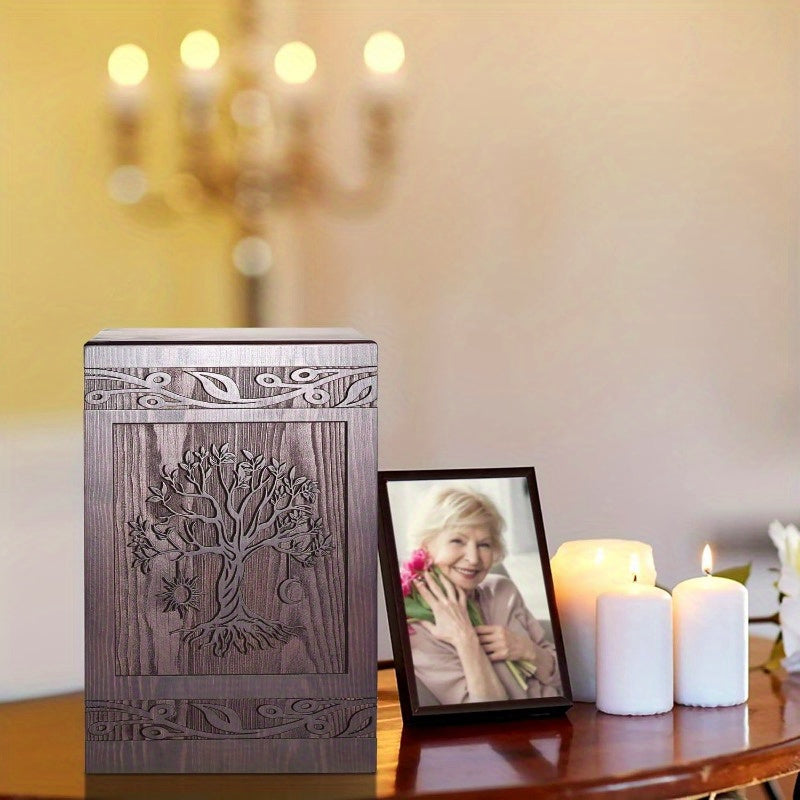 Tree of Life Wooden Urn - Elegant Memorial Urn for Men, Women & Pets |, Decorative Urn, Classic Home Decor