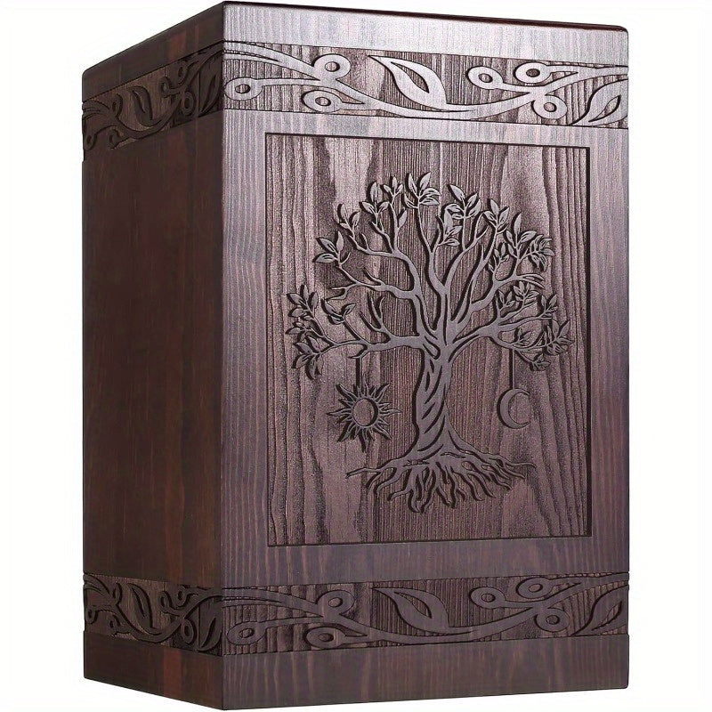 Tree of Life Wooden Urn - Elegant Memorial Urn for Men, Women & Pets |, Decorative Urn, Classic Home Decor